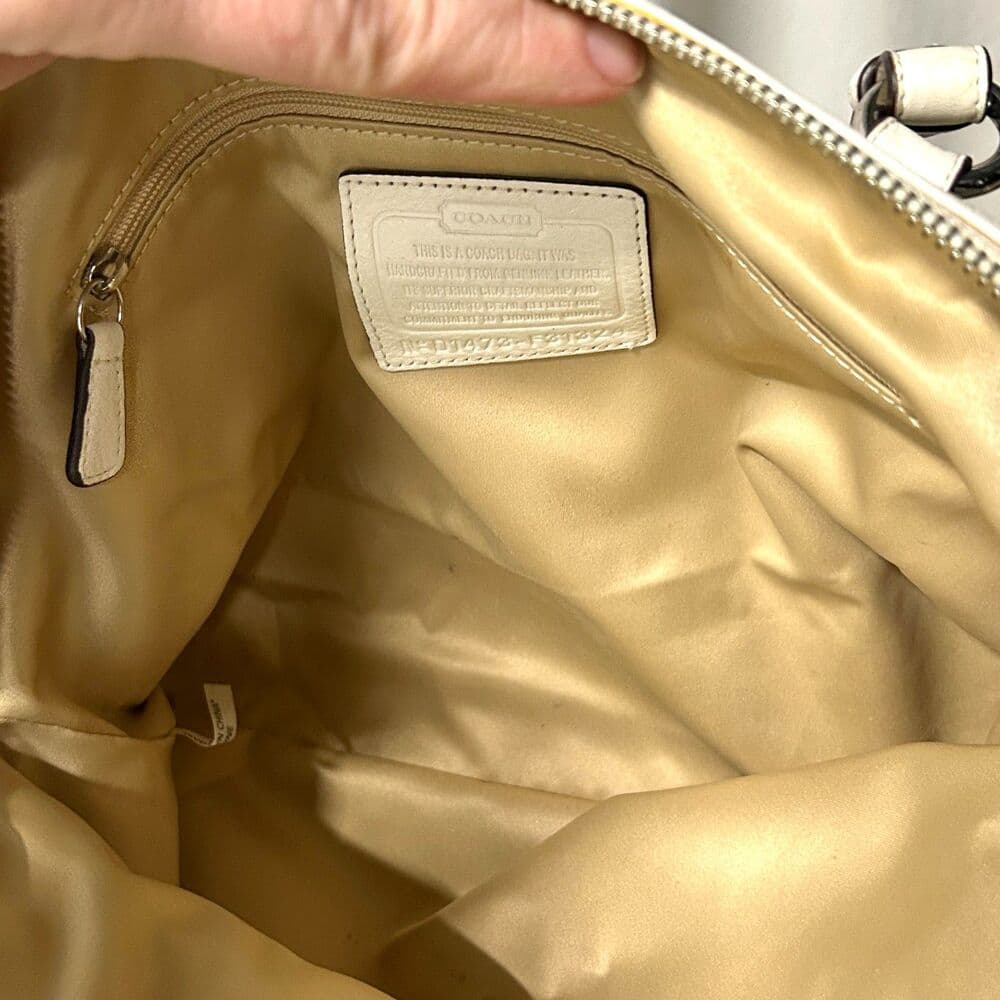 Coach Vermillion Park Kathryn Triple Zip White Soft Pebble Leather Satchel Bag - Thumbnail 4
