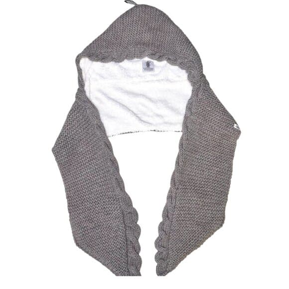 NWT Nirvanna Designs 2 Pocket Scarf Hood Cocoa Brown Gray OS - Thumbnail 9