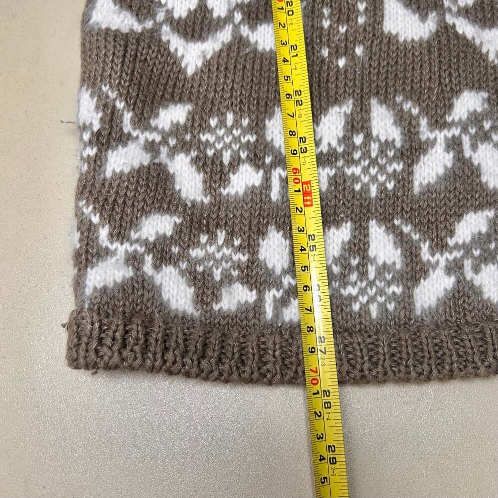 Express Handknitted International Vintage Tan and White Cotton Angora Sweater XS - Thumbnail 9