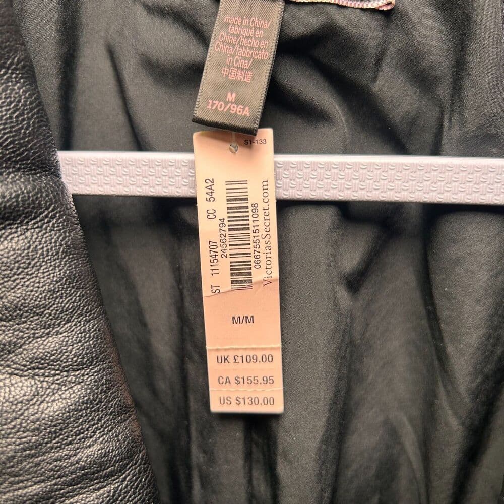 NWT Victoria's Secret black faux leather moto jacket Medium - Thumbnail 4