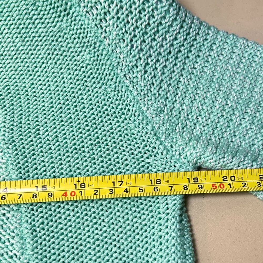 Quinn Teal Mint Green Loose Knit Crop Front Sweater Size M - Thumbnail 4