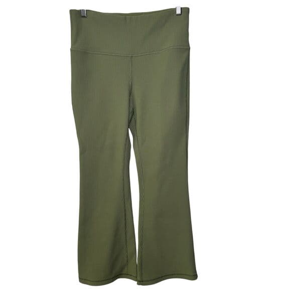 Athleta Green Elation Rib Crop Flare Pants Large - Thumbnail 10