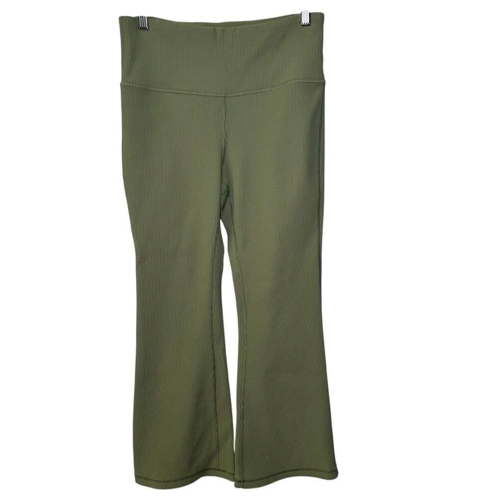 Athleta Green Elation Rib Crop Flare Pants Large - Thumbnail 9