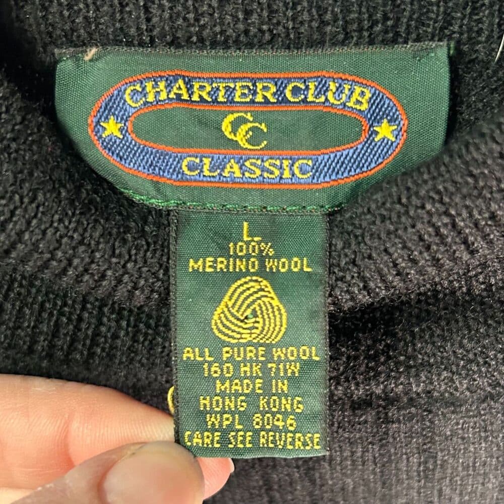 Charter Club Classic 100% Wool Black Mock Turtleneck Dark Academia L - Thumbnail 3