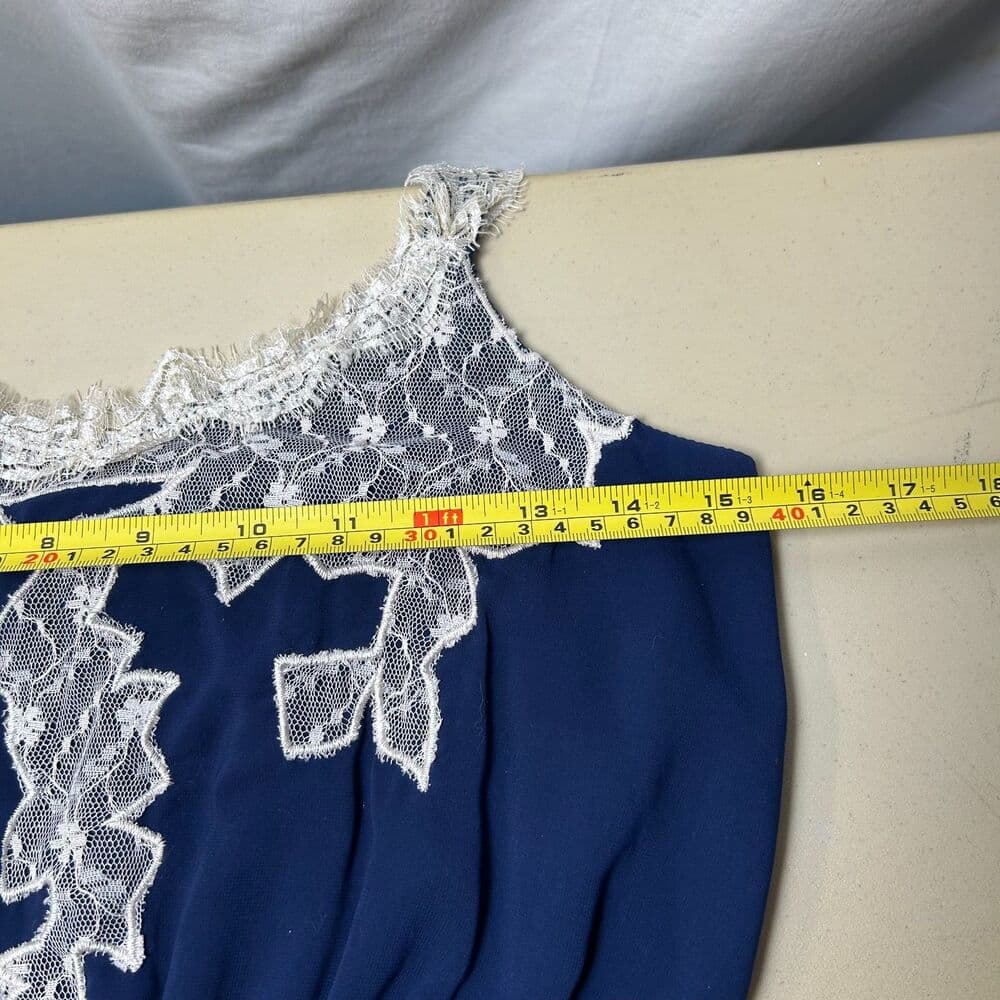 YA Los Angeles navy blue slip dress cream coquette lace fairy core Medium - Thumbnail 7