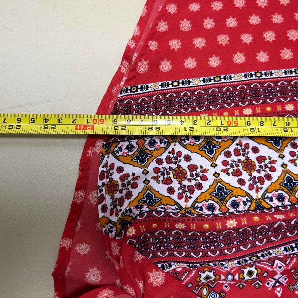 West Kei Talina red and white tie-front boho floral print blouse M - Thumbnail 7