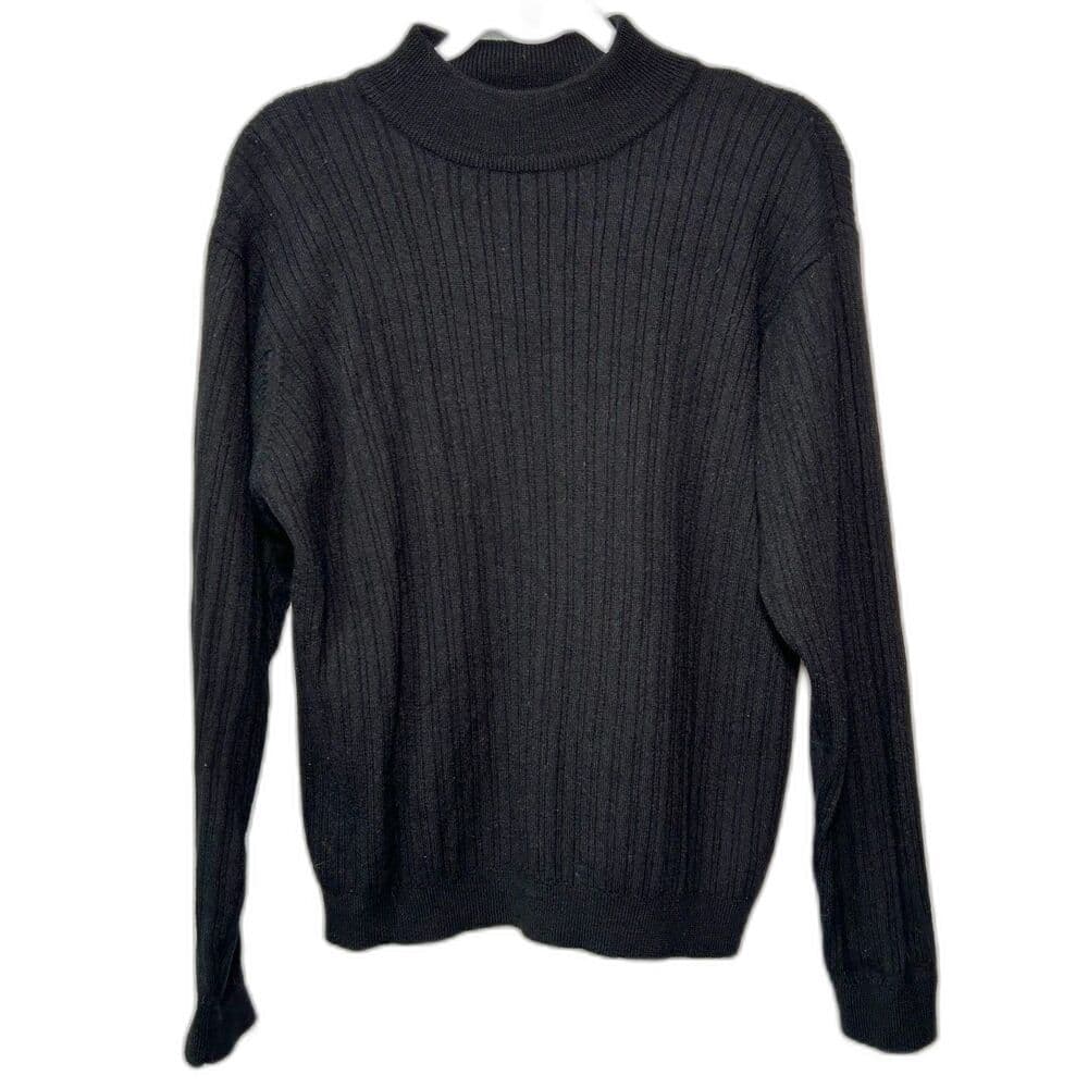 Charter Club Classic 100% Wool Black Mock Turtleneck Dark Academia L