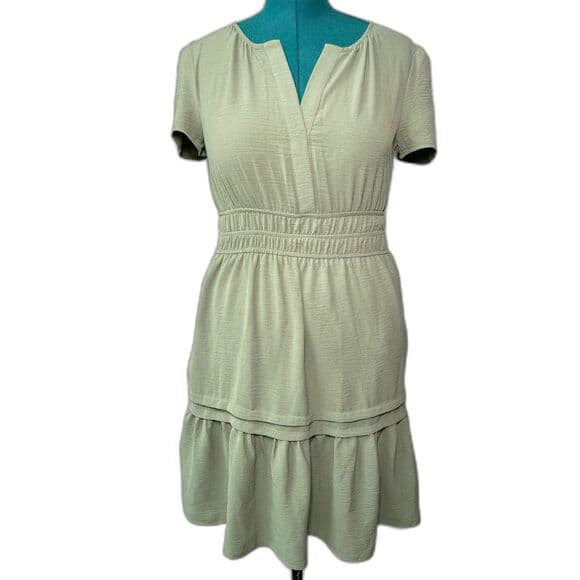 Rachel Zoe Sage Green Modern Boho Tiered Mini Dress Small - Thumbnail 12
