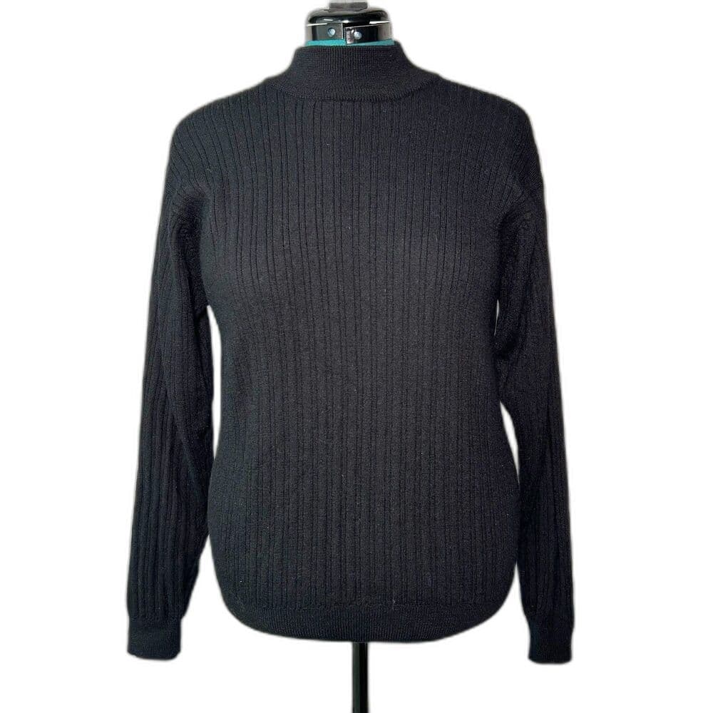 Charter Club Classic 100% Wool Black Mock Turtleneck Dark Academia L - Thumbnail 8
