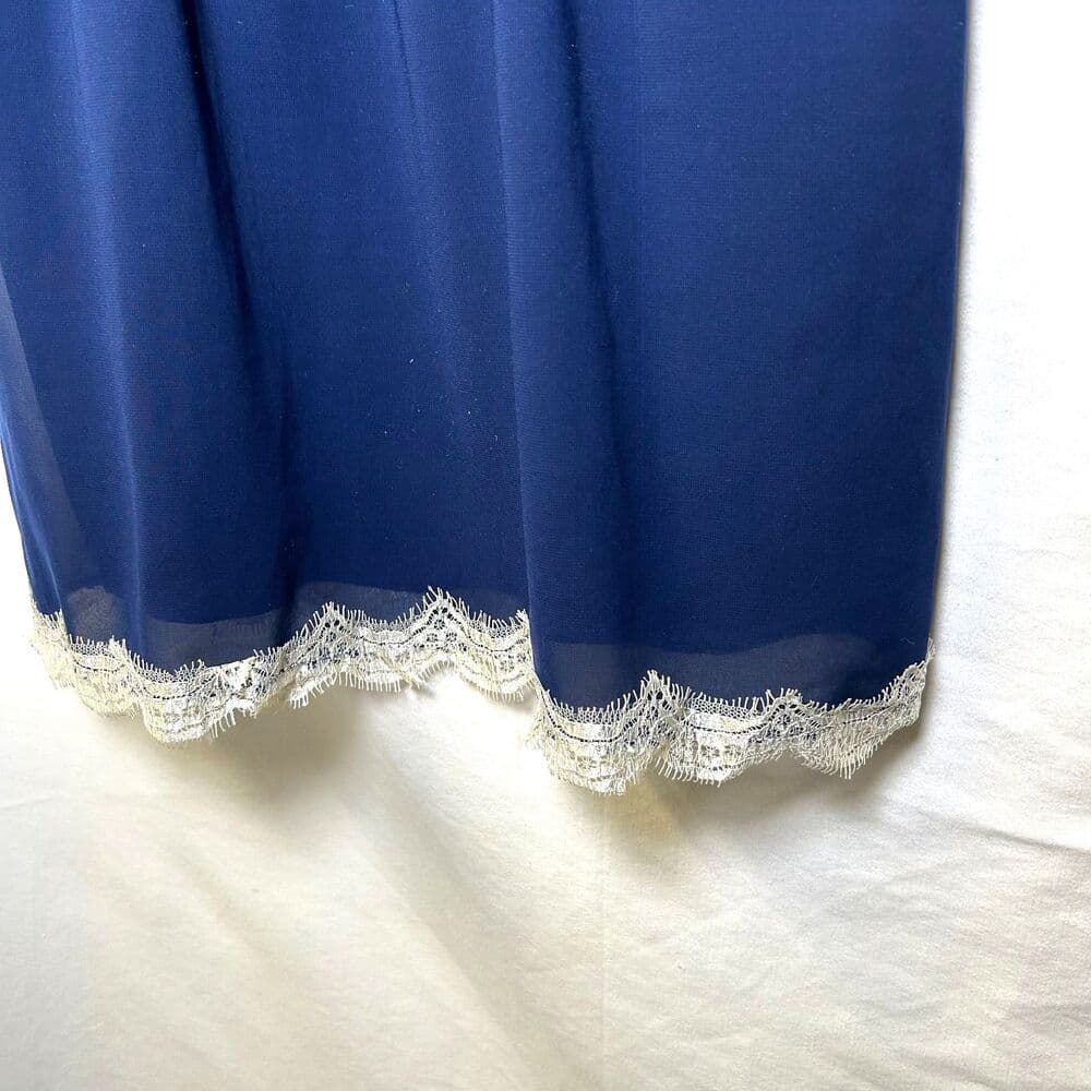 YA Los Angeles navy blue slip dress cream coquette lace fairy core Medium - Thumbnail 4
