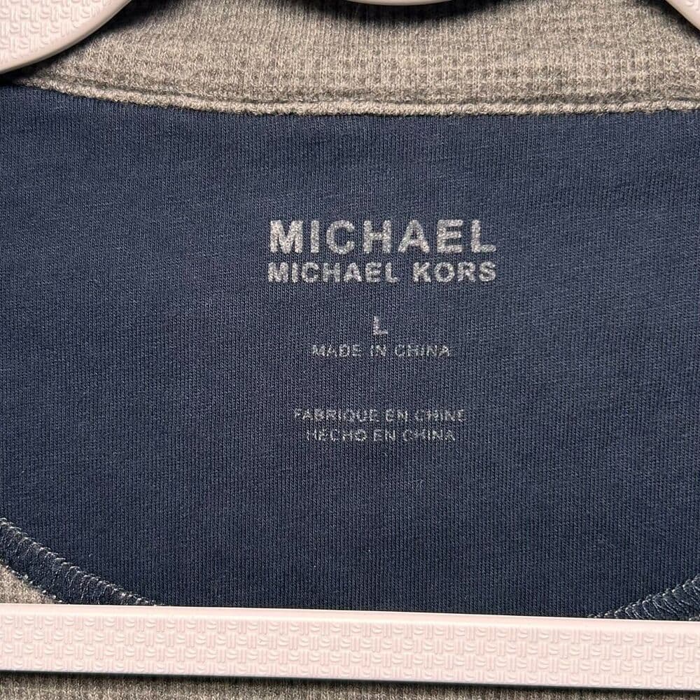 Michael Kors grey textured knit full-zip cardigan sweater Size L - Thumbnail 2