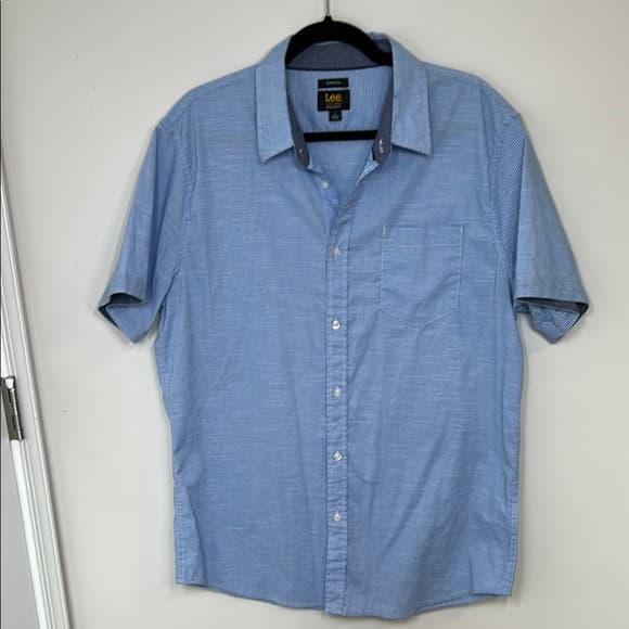 Lee Men's Blue Short Sleeve Stretch Shirt regular Fit Size L - Thumbnail 7