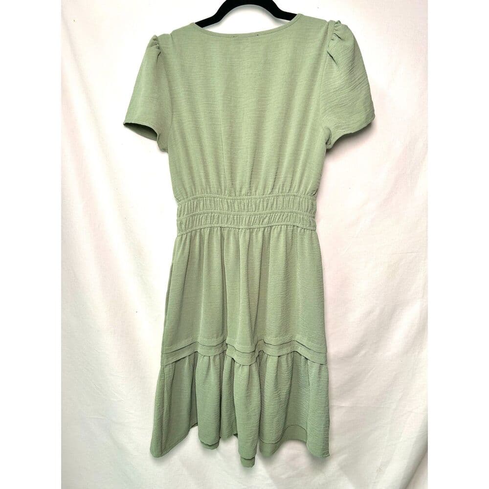 Rachel Zoe Sage Green Modern Boho Tiered Mini Dress Small - Thumbnail 5