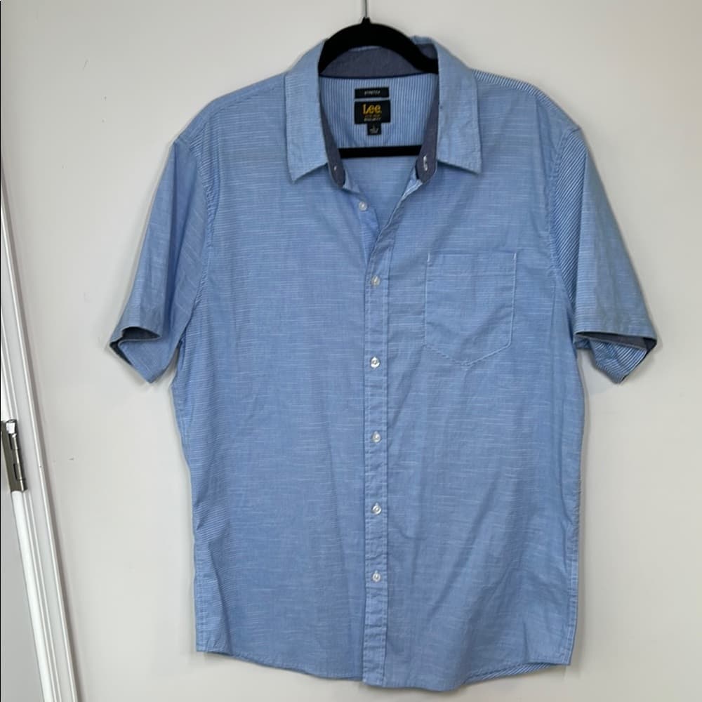 Lee Men's Blue Short Sleeve Stretch Shirt regular Fit Size L - Thumbnail 6