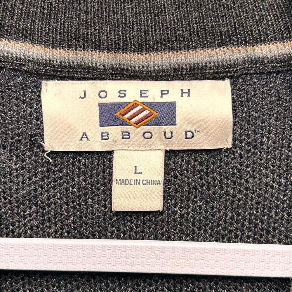 Joseph Abboud Navy Blue Full Zip Cardigan w/ Gray Trim Large - Thumbnail 3