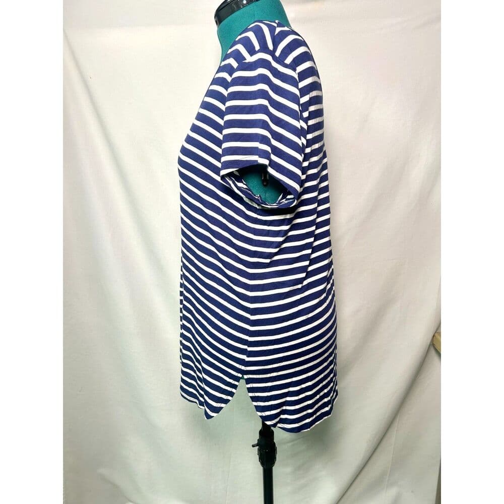 NWT Cupio Navy & White Striped V-Neck Top XL - Thumbnail 7