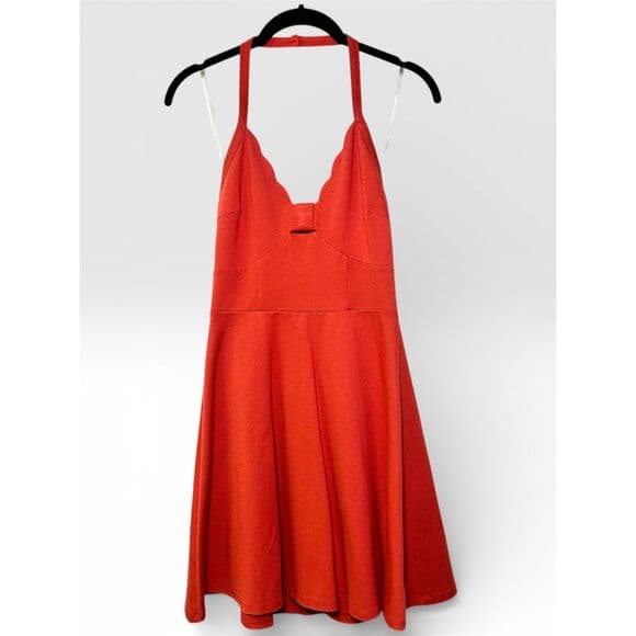 NWT Francesca's Mi Ami orange halter-style fit & flare dress XS - Thumbnail 10