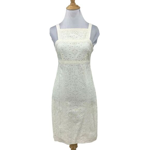 NWT MSSP Sheath Dress Womens S Ivory Lace Sleeveless Square Neck - Thumbnail 11