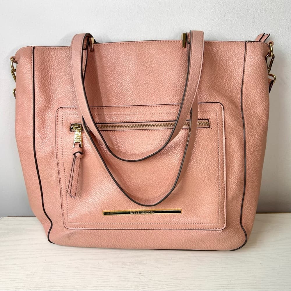 Soft Pink Steve Madden Faux Leather Shoulder Bag w/Crossbody Strap - Thumbnail 9