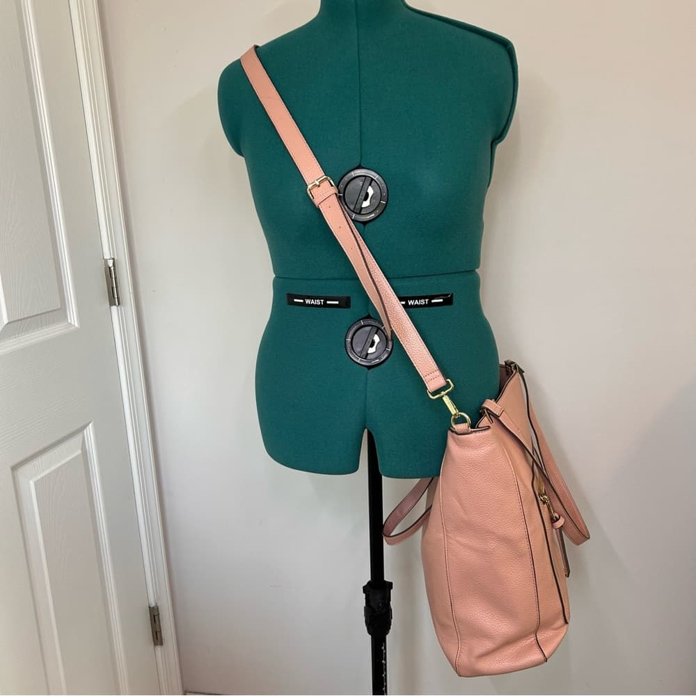 Soft Pink Steve Madden Faux Leather Shoulder Bag w/Crossbody Strap - Thumbnail 5