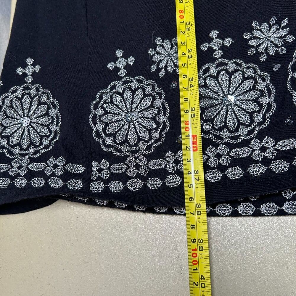 INC Black Silver Metallic Embroidered Medallions Shift Dress Beading - Thumbnail 6
