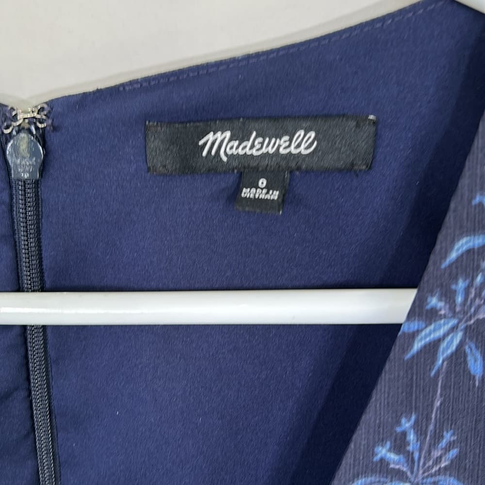 Madewell Blue Floral Dress 3/4 sleeve dress Size 0 - Thumbnail 7