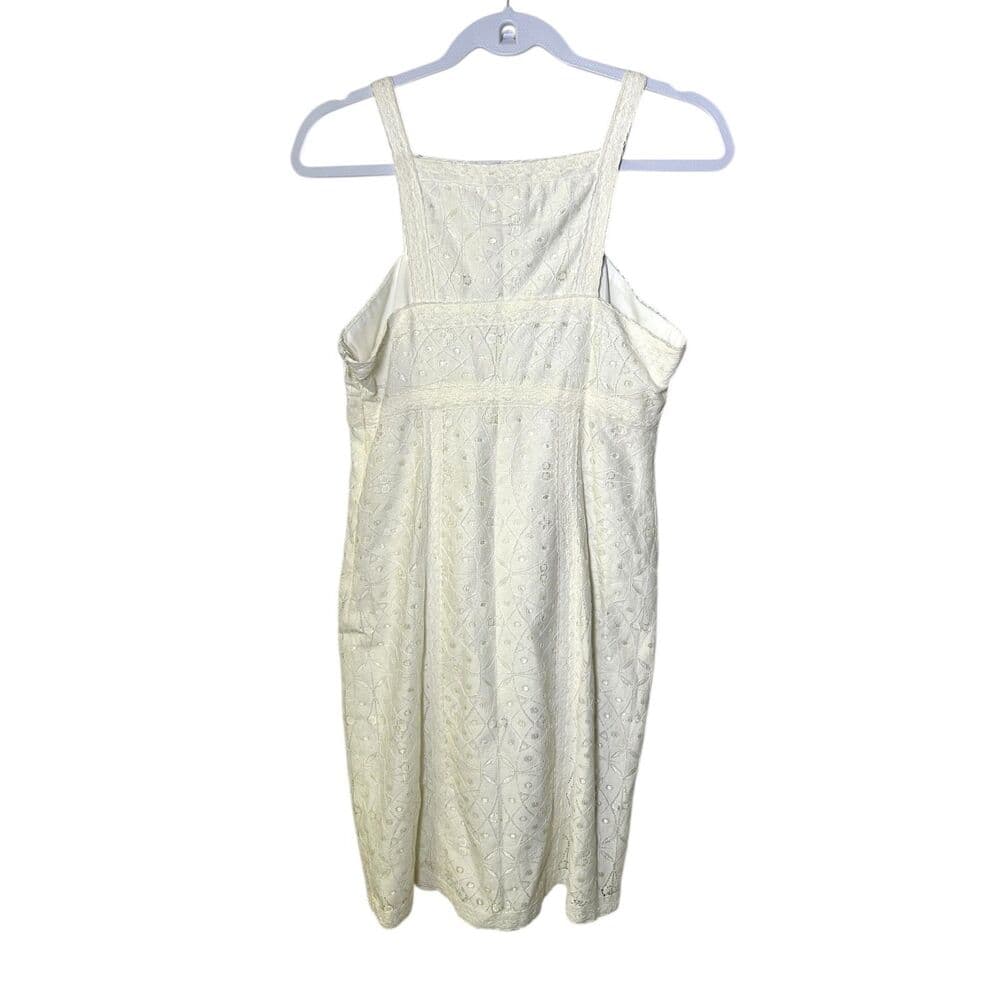 NWT MSSP Sheath Dress Womens S Ivory Lace Sleeveless Square Neck - Thumbnail 2