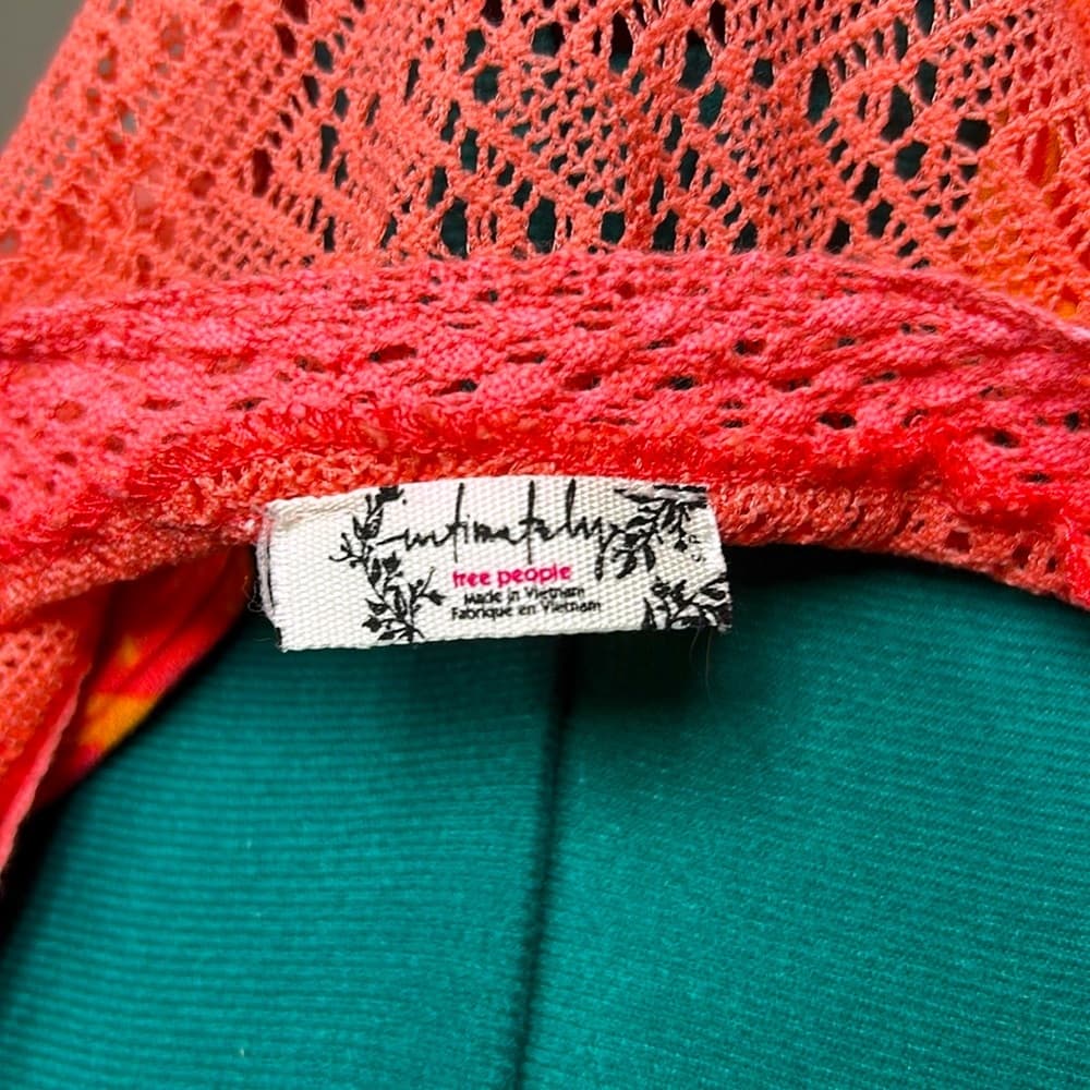 Free People Intimately Floral Orange Pink Sleeveless Dress Nightgown Size Small - Thumbnail 5