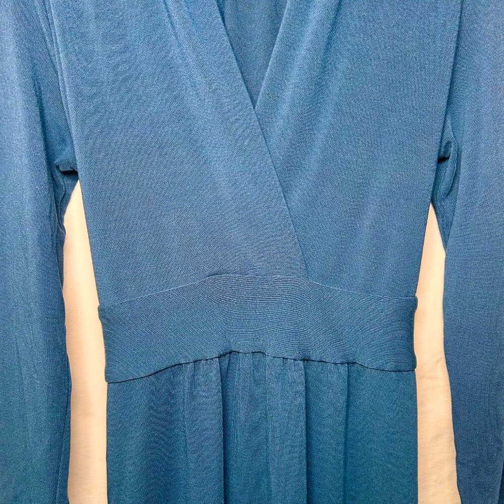 CAbi 227 Chelsey Faux Wrap Dress Teal Blue Size M - Thumbnail 4