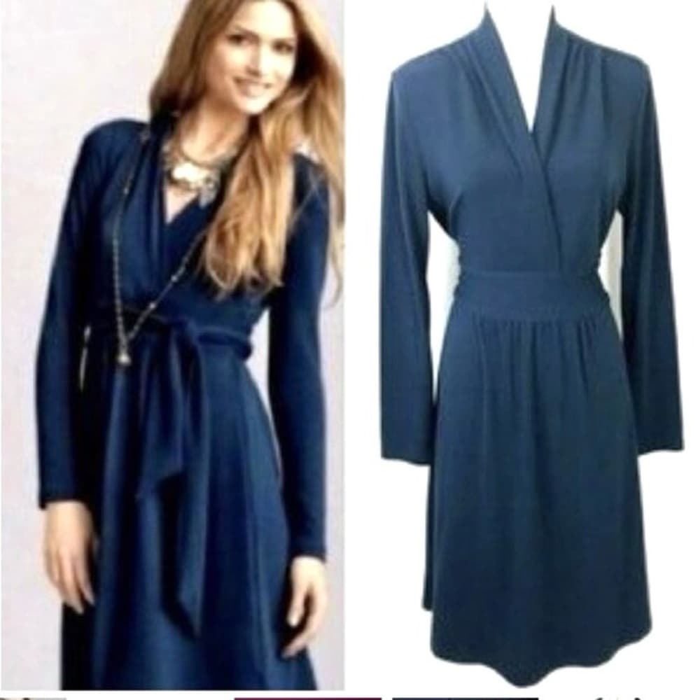 CAbi 227 Chelsey Faux Wrap Dress Teal Blue Size M - Thumbnail 11