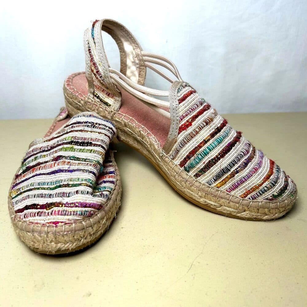 Toni Pons Noa women's rainbow woven espadrille wedge sandals Size 37 - Thumbnail 8