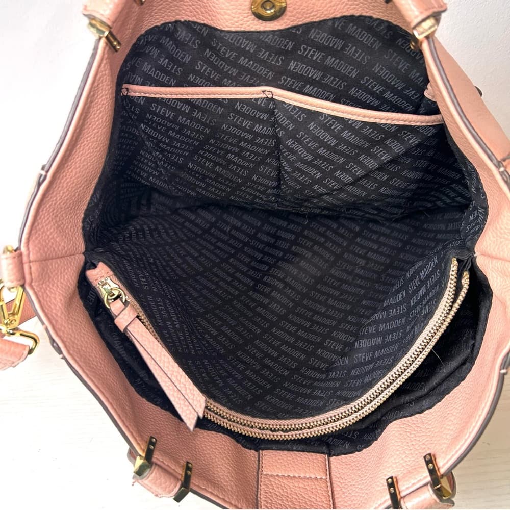 Soft Pink Steve Madden Faux Leather Shoulder Bag w/Crossbody Strap - Thumbnail 2