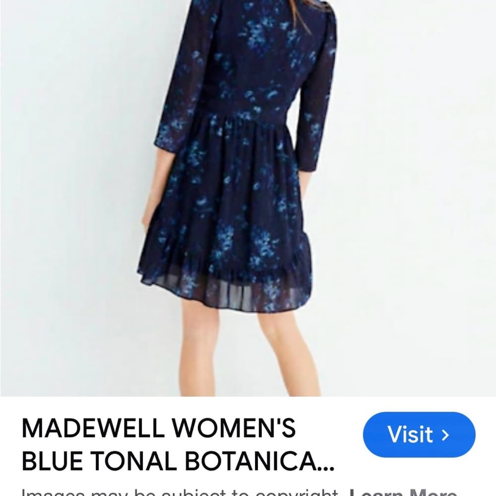 Madewell Blue Floral Dress 3/4 sleeve dress Size 0 - Thumbnail 3