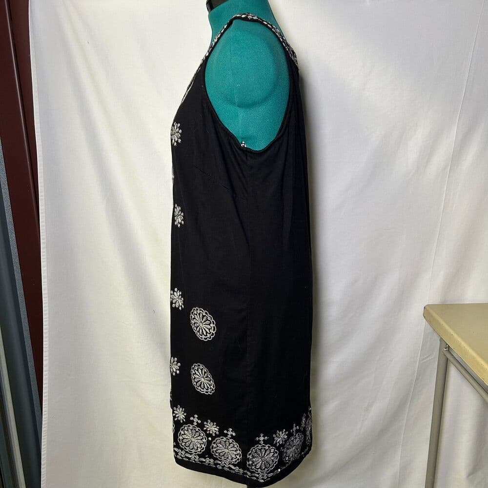 INC Black Silver Metallic Embroidered Medallions Shift Dress Beading - Thumbnail 3