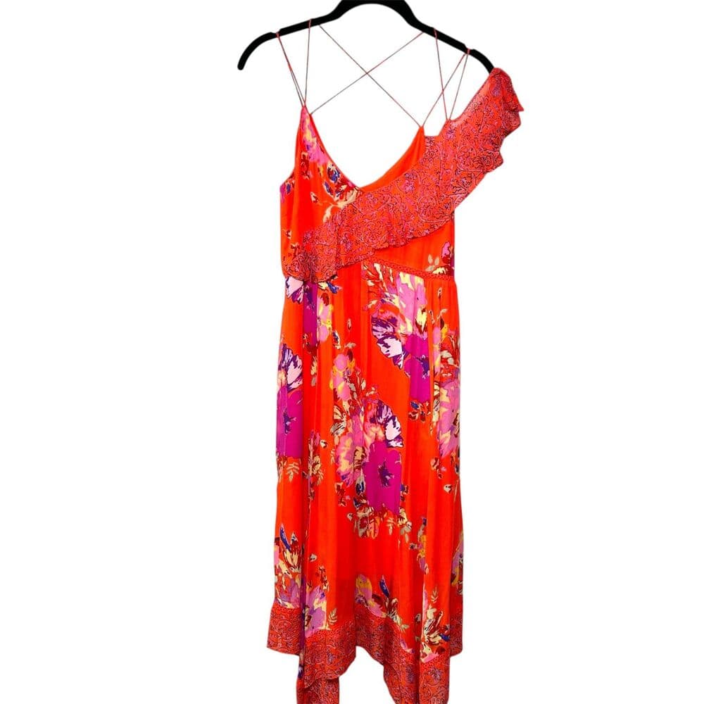 Anthropologie Maeve Grecia Red Off Shoulder Ruffle Dress Tomato Girl Coquette 0 - Thumbnail 2