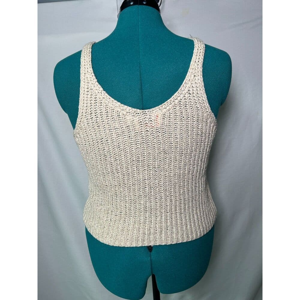8 Red Butterflies cream crochet knit cropped boho festival tanktop Medium - Thumbnail 4