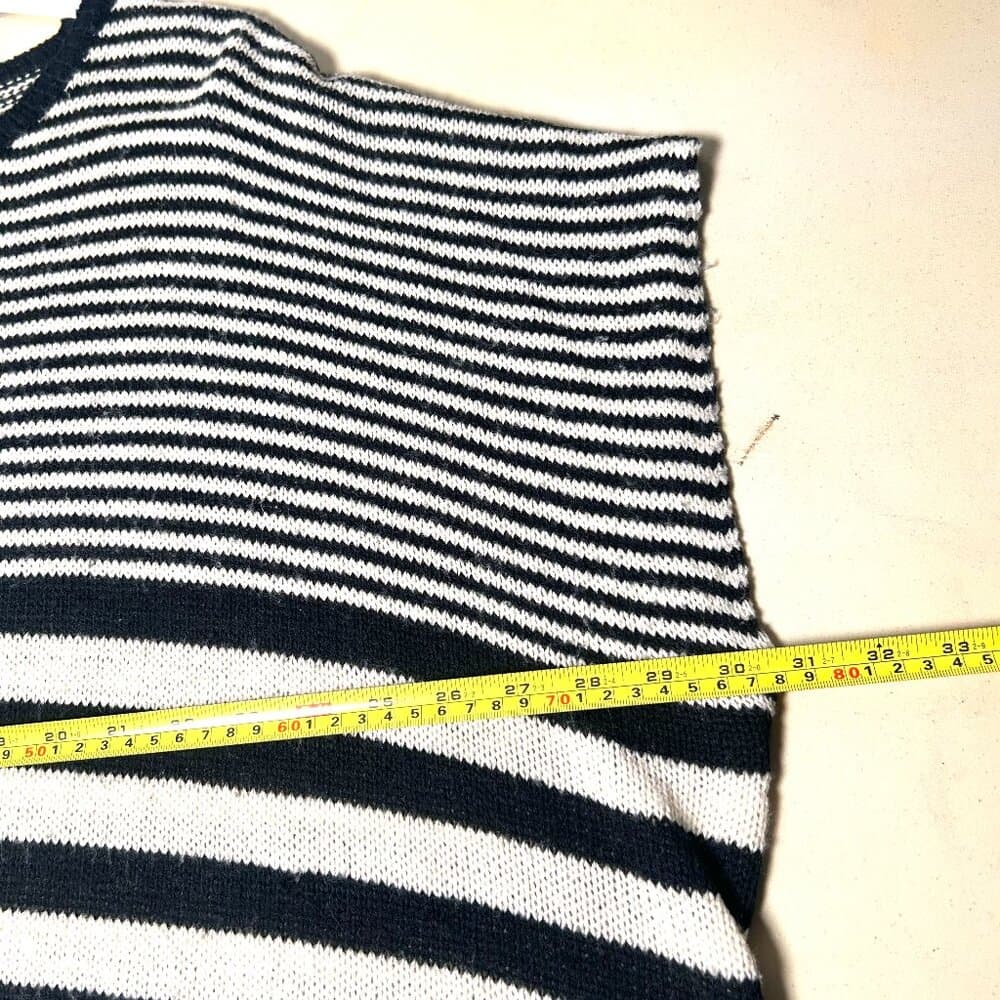 Epique Moi black and white striped knit poncho sweater. Size S/M - Thumbnail 4