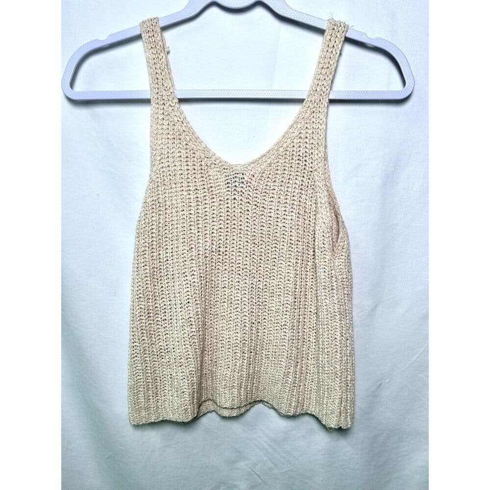 8 Red Butterflies cream crochet knit cropped boho festival tanktop Medium - Thumbnail 2