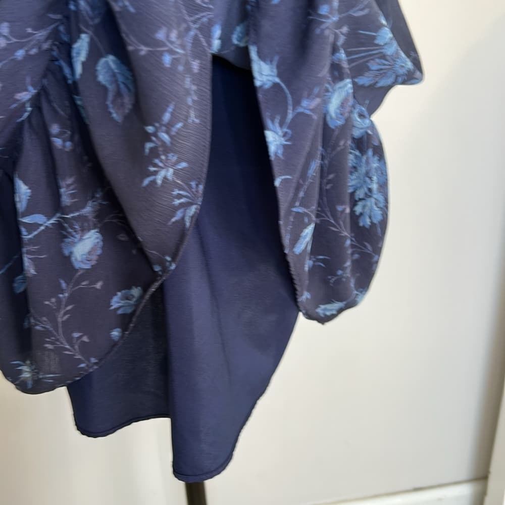 Madewell Blue Floral Dress 3/4 sleeve dress Size 0 - Thumbnail 4