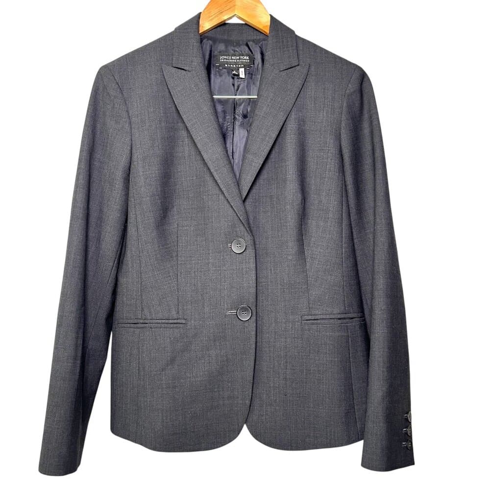 Jones New York blazer in charcoal gray stretch polyester wool blend Size 12 - Thumbnail 8