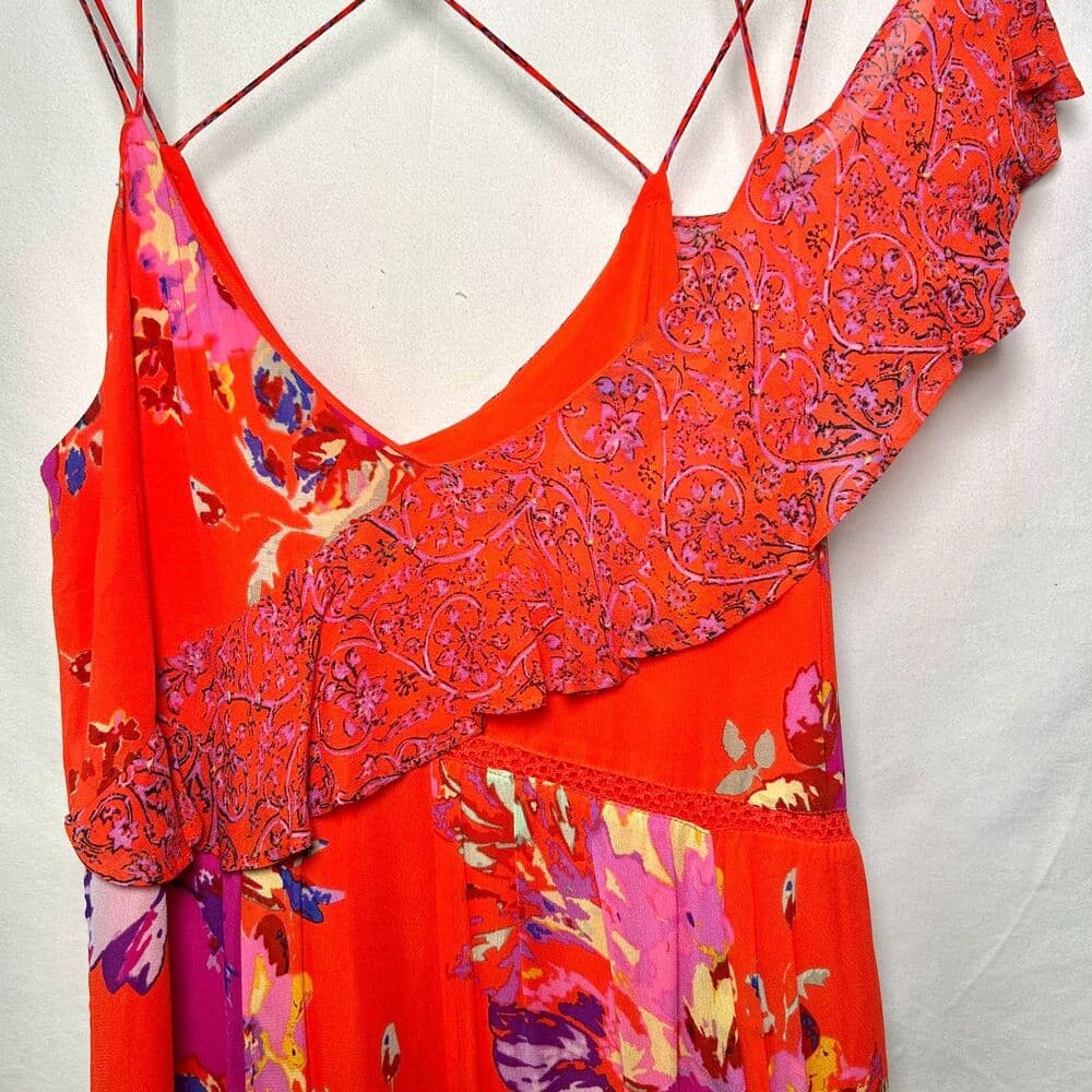 Anthropologie Maeve Grecia Red Off Shoulder Ruffle Dress Tomato Girl Coquette 0 - Thumbnail 5