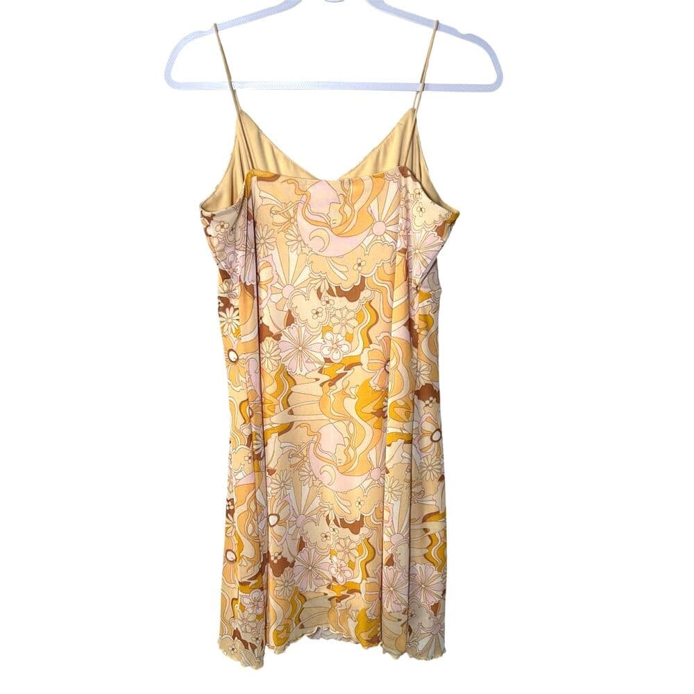 No Comment yellow floral 70s style Y2K retro dress XL