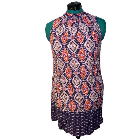 Lots of Love smocked mock turtleneck sleeveless Bohemian dress Medium - Thumbnail 10
