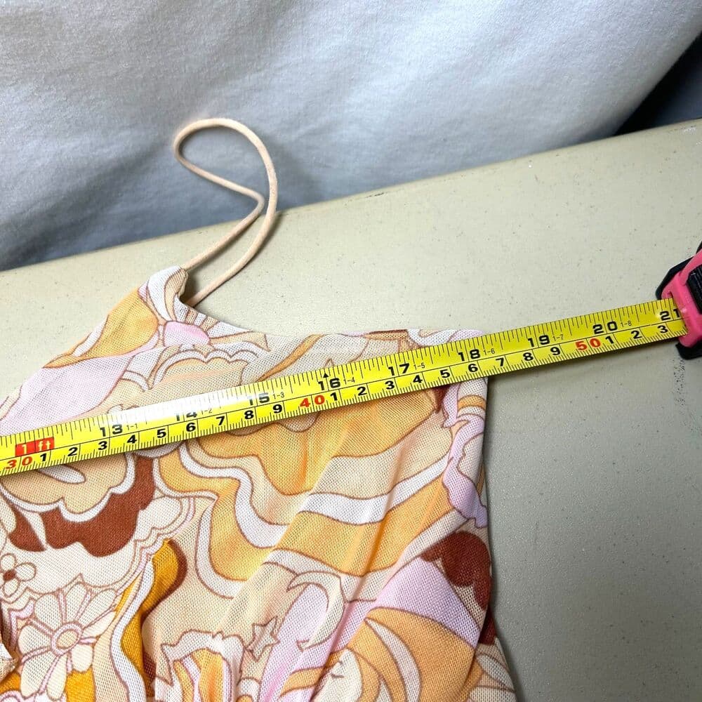 No Comment yellow floral 70s style Y2K retro dress XL - Thumbnail 5
