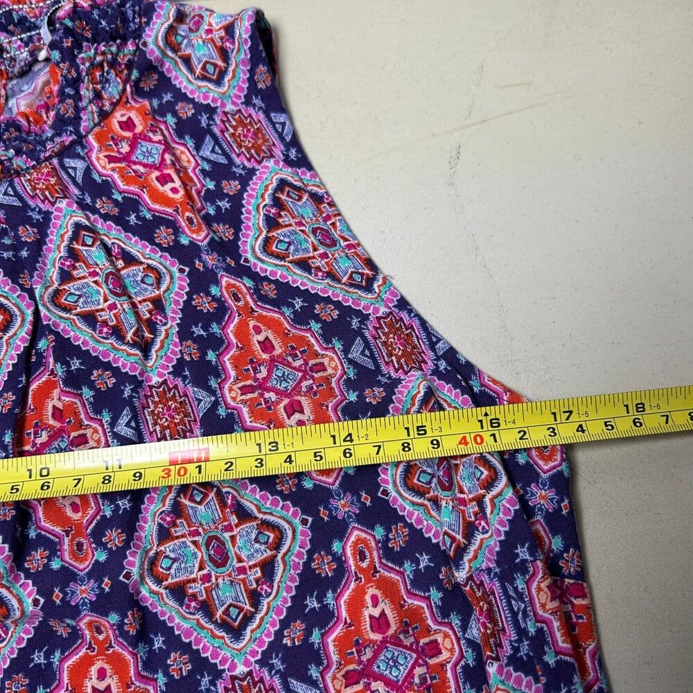 Lots of Love smocked mock turtleneck sleeveless Bohemian dress Medium - Thumbnail 7