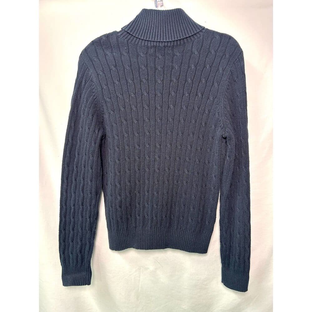 St. John's Bay black turtleneck long sleeve cable knit pullover sweater Large - Thumbnail 2