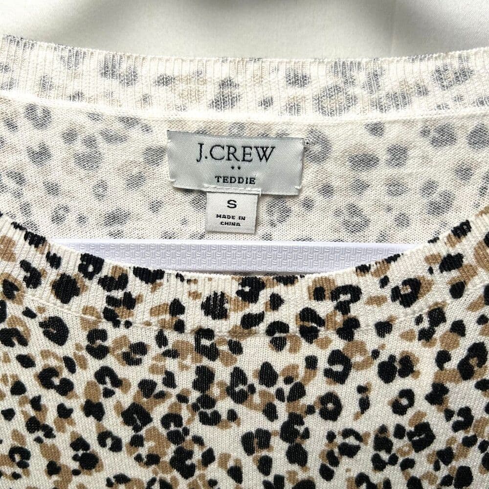 NWT J.Crew Mixed-Leopard Teddie Sweater 100% Cotton Small - Thumbnail 3