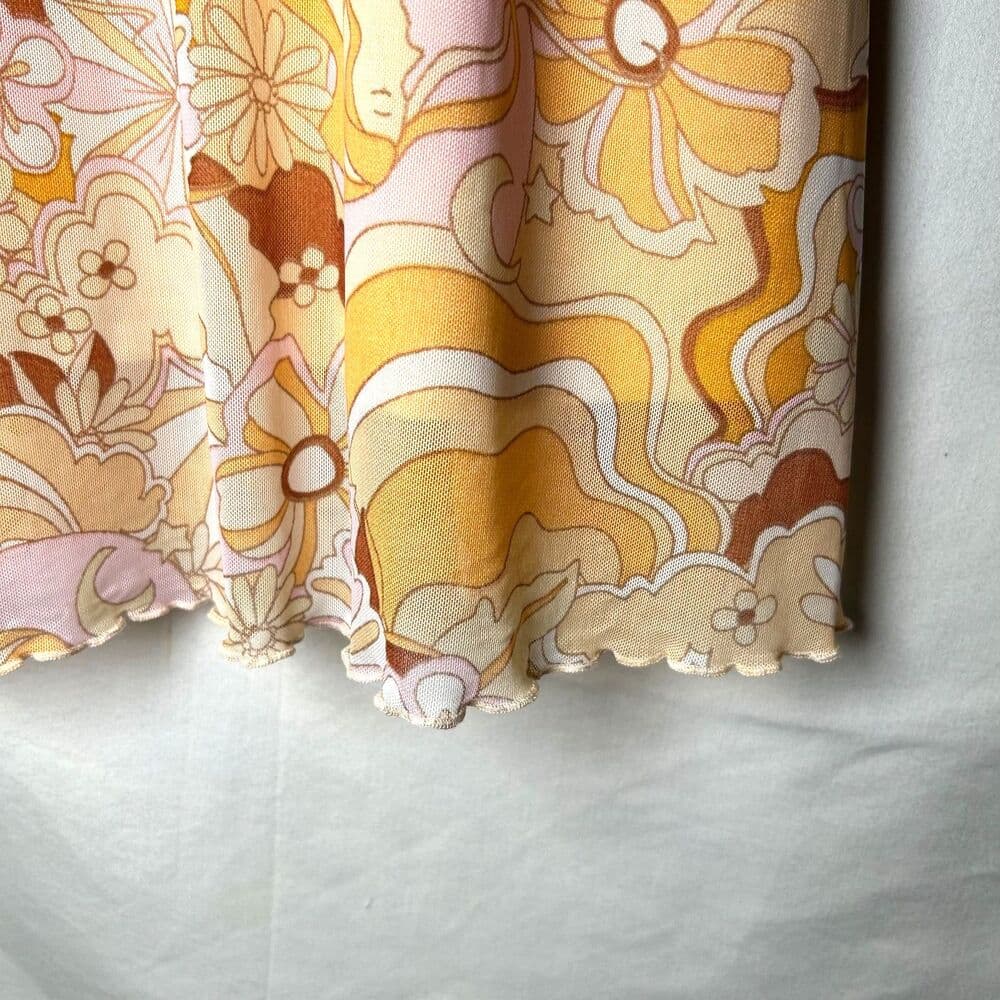 No Comment yellow floral 70s style Y2K retro dress XL - Thumbnail 3