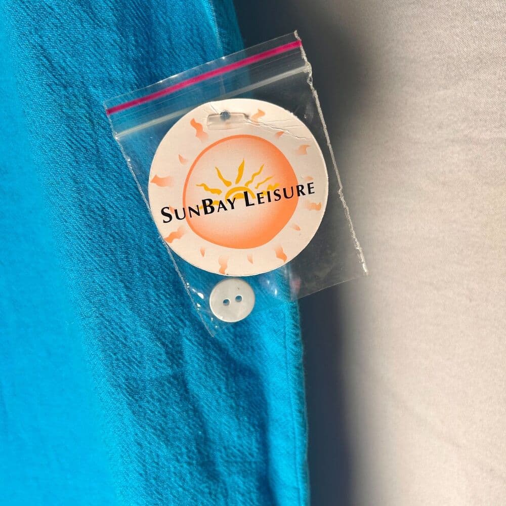 Sunbay Leisure Blue 100% Cotton Button Up Shirt Dress Cover Up Large - Thumbnail 5