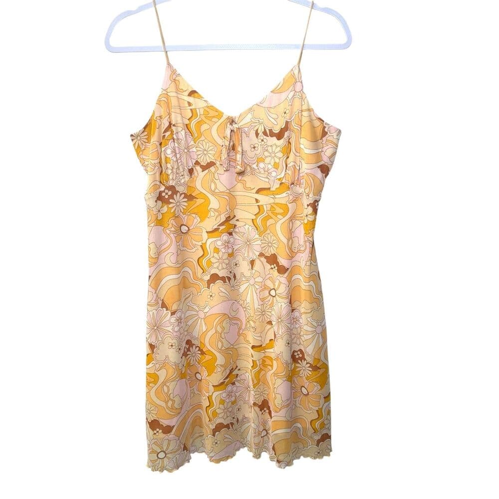 No Comment yellow floral 70s style Y2K retro dress XL - Thumbnail 8
